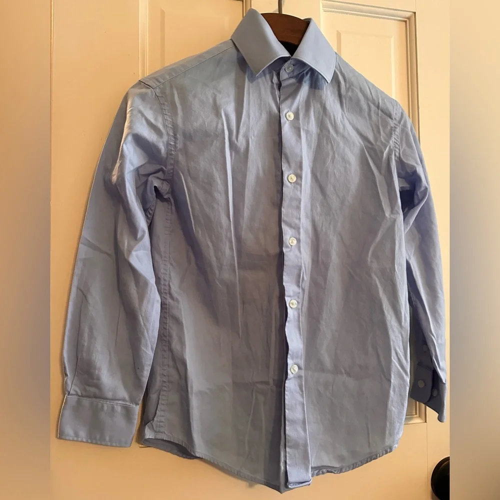 KIDS BOYS Michael Kors Blue Cotton Button-down Collared Dress Shirt - SIZE 8